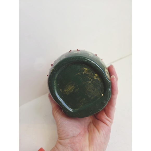 Hand Painted Folk Mushroom Fairy Garden Bling Rose Flowers Ceramic Bird House - Picture 6 of 8